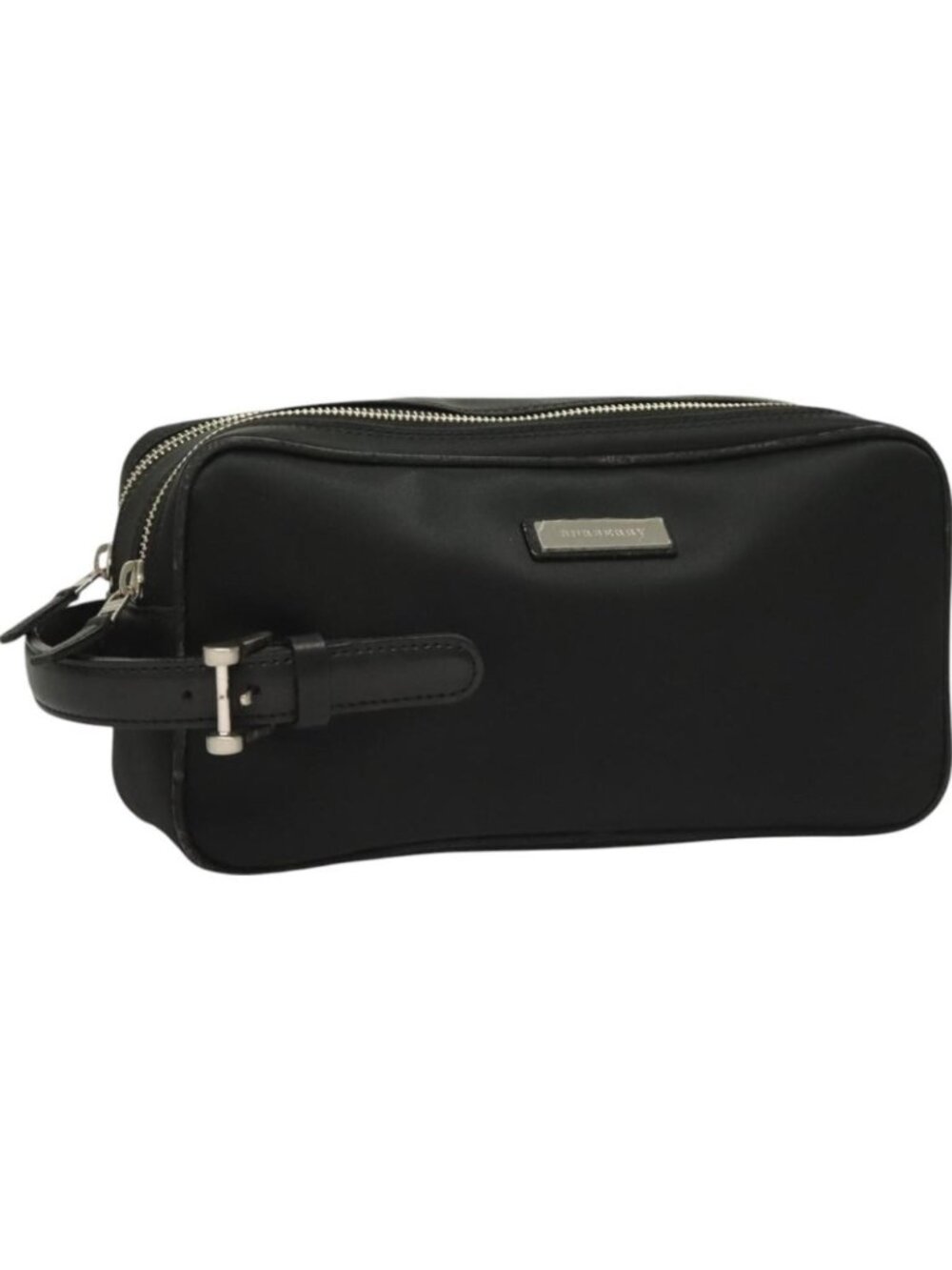 BURBERRY Clutch Bag Nylon Black Silver